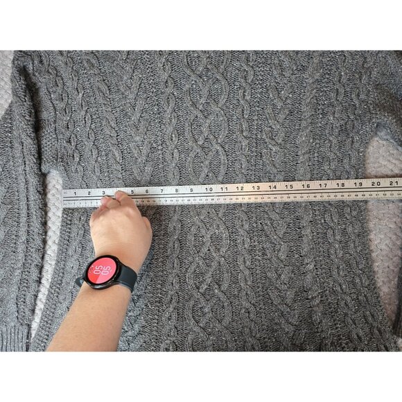 LRL Lauren Ralph Lauren XL Gray Cable Knit Cowl Neck Tunic Sweater Cotton Blend - Picture 5 of 6